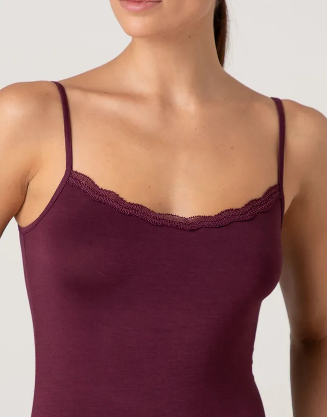 Lovable Basic Soul top vinaccia in viscosa con pizzo