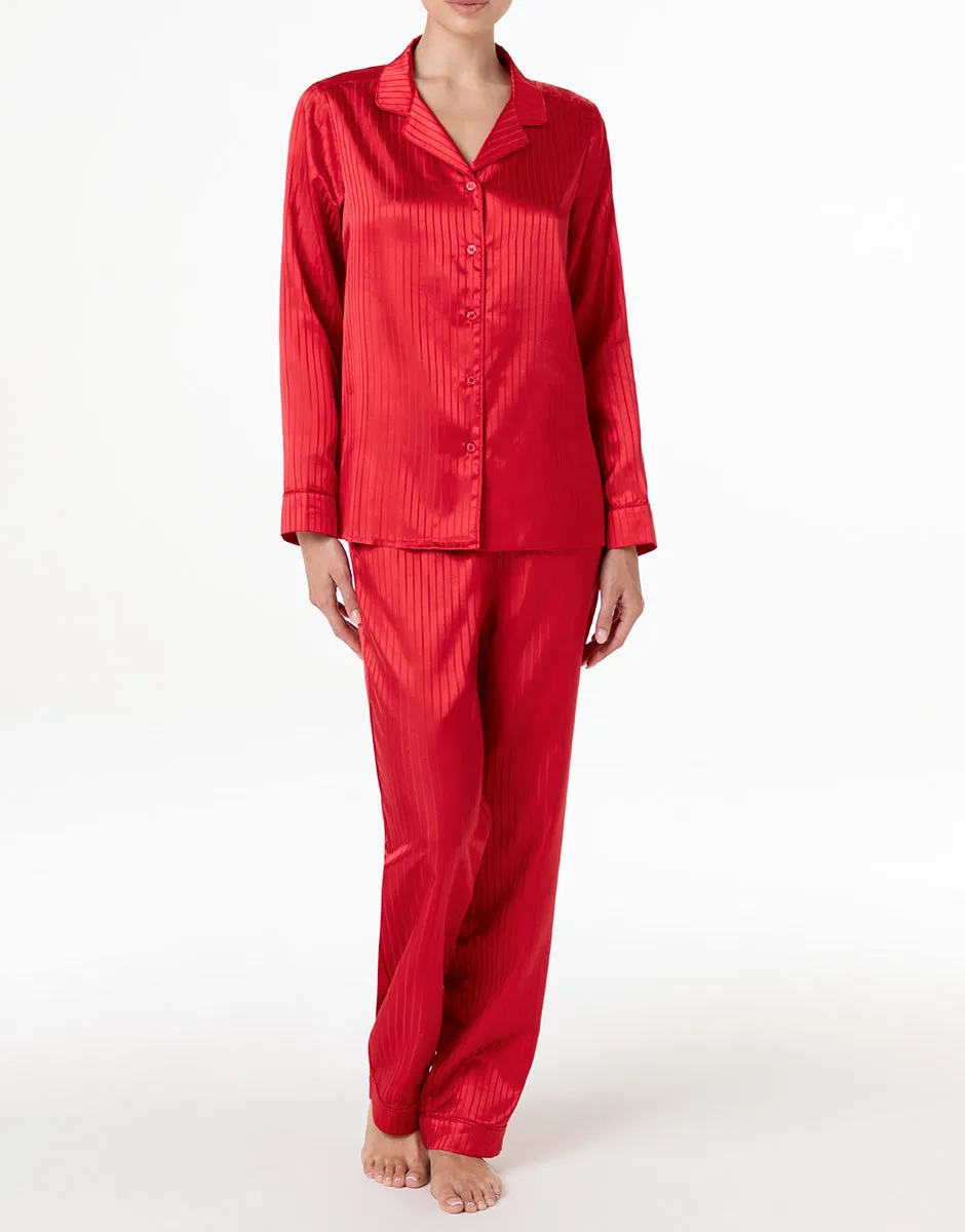 Lovable Basic Soul L0DMOPS-008 pigiama lungo rosso satin jacquard
