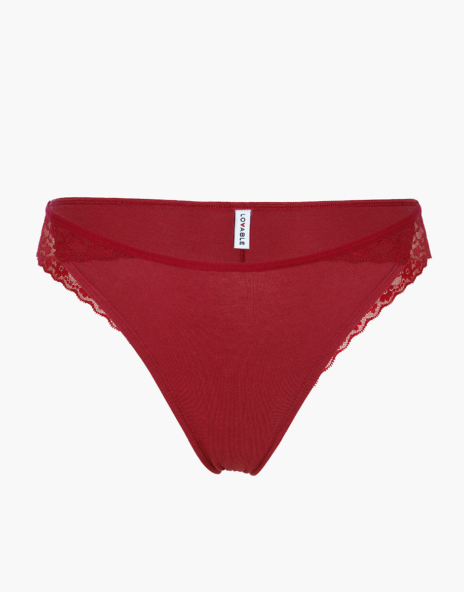 Lovable So Lacy Panties Table Panties brasiliano rosso scuro pizzo