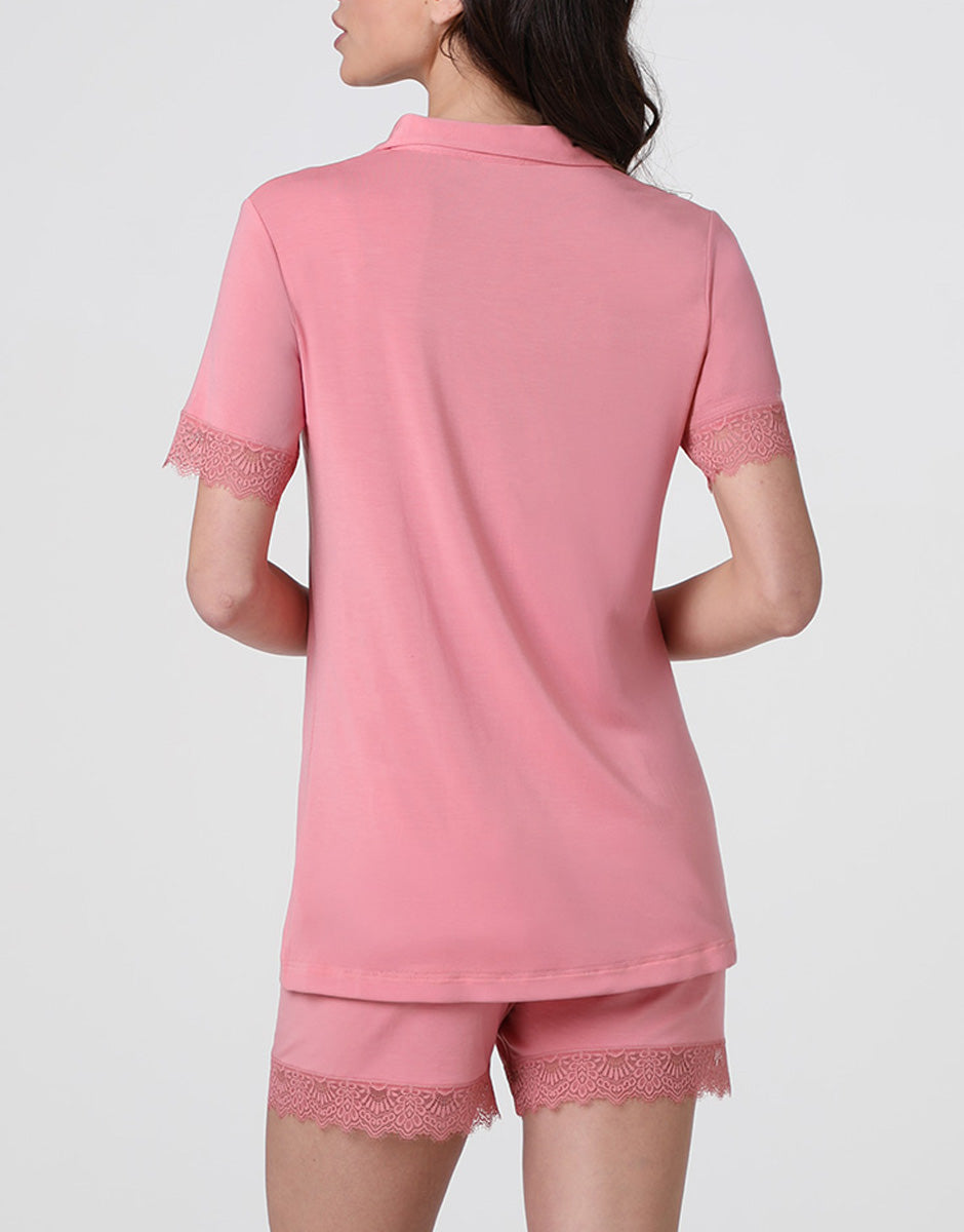 Lovable Basic Soul Elegant Modal Pigiama corto aperto rosa malva