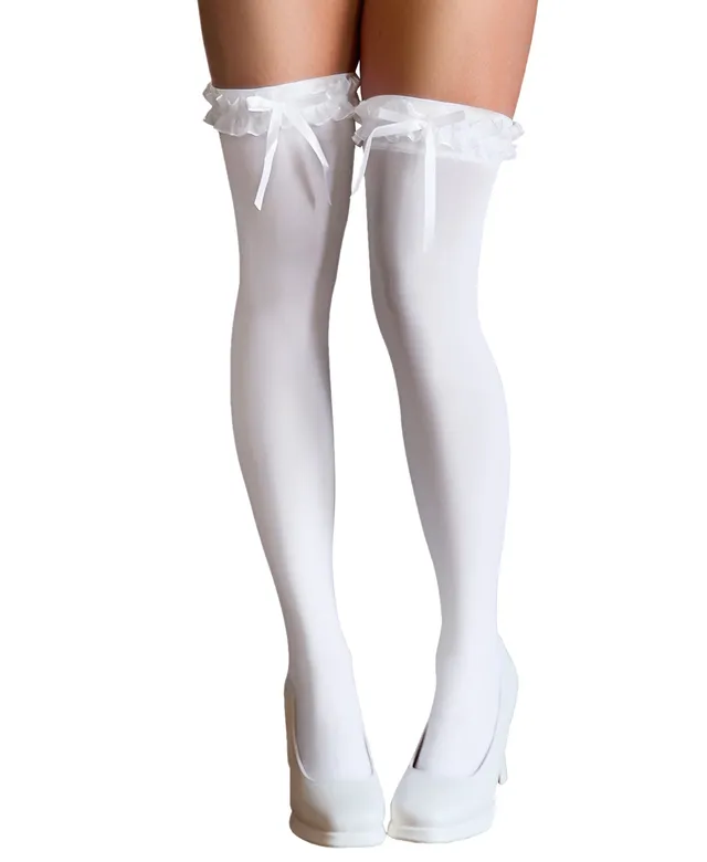 RSLOVE Thigh High calze autoreggenti bianche taglia unica con fiocco