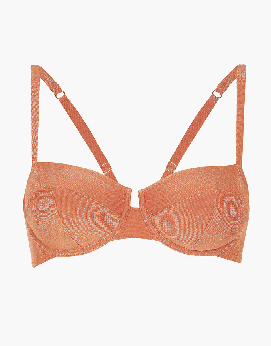 Lovable Glam Shiny Micro Plain Lurex reggiseno costume rame