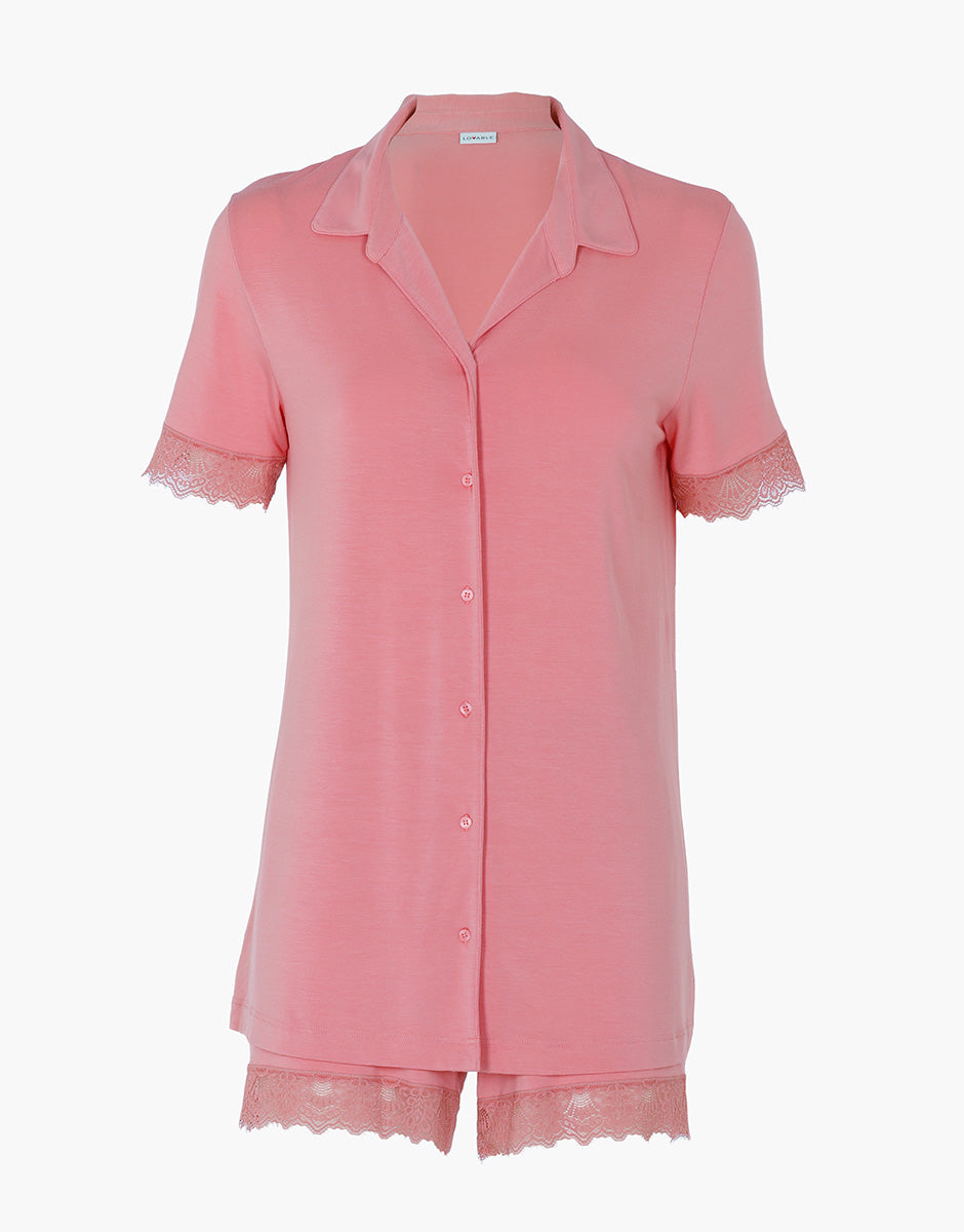 Lovable Basic Soul Elegant Modal Pigiama corto aperto rosa malva