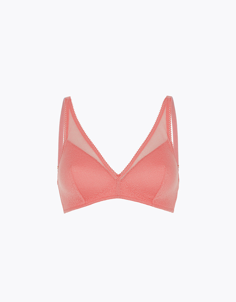 Lovable Garden Flowers Lace Fancy Mesh reggiseno corallo imbottito