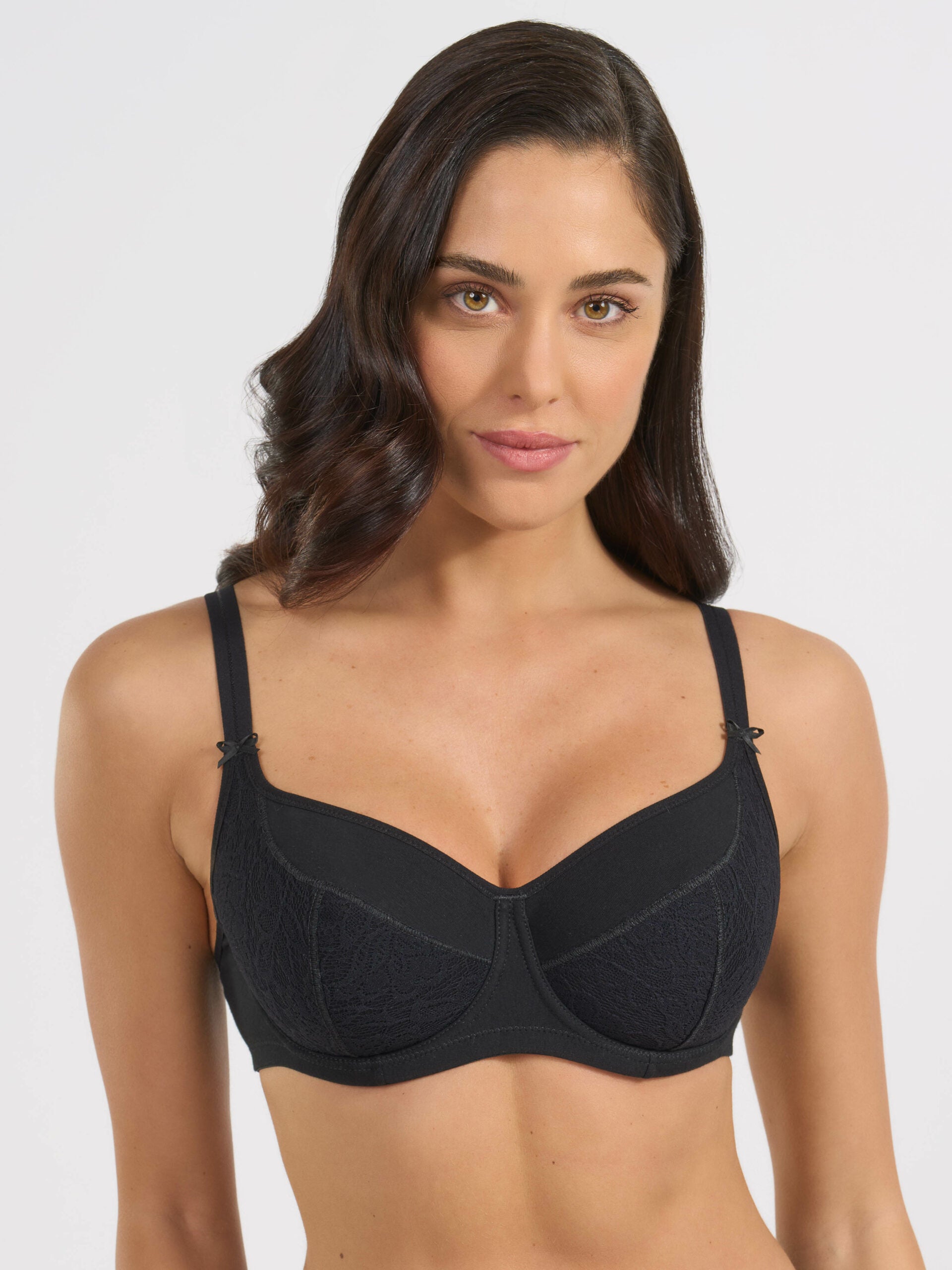 SPIMAN Cotton Reggiseno Balconcino con Ferretto cotone e pizzo