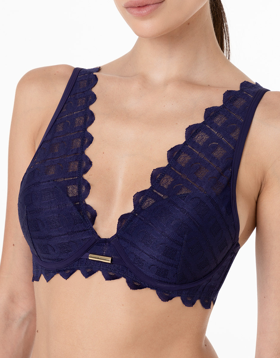 Lovable Garden Flowers Lace L’Allure reggiseno a vela push-up viola scuro
