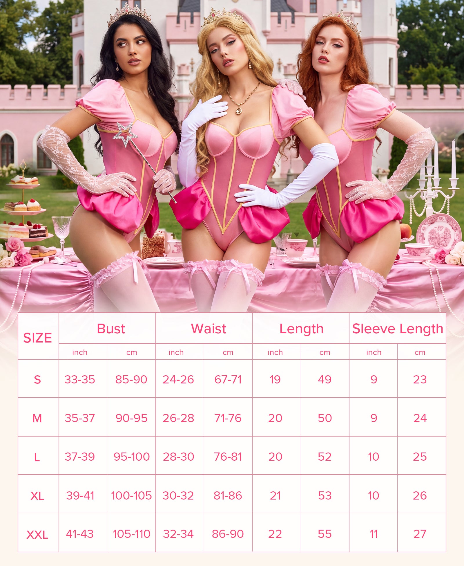 RSLOVE Costumes Halloween Princess Bodysuit lingerie rosa 1 pezzo